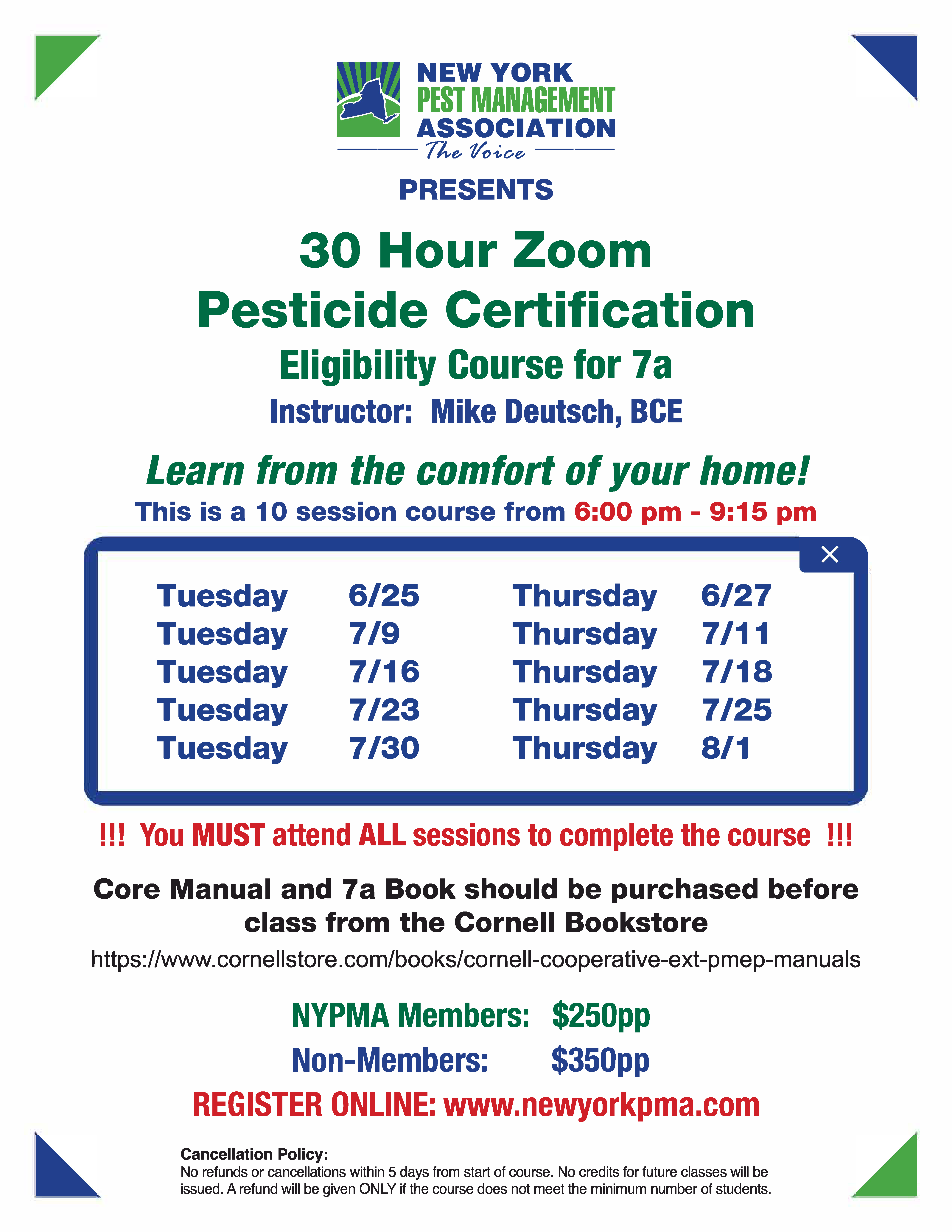 30hr Course June 25, 2024 New York Pest Management Association